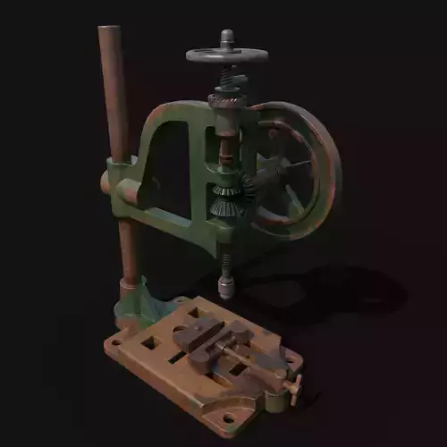  typical mancuna hand- cranked drill  Low-poly 3D model