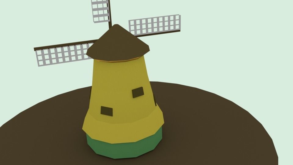Wind mill Low-poly 3D model_2