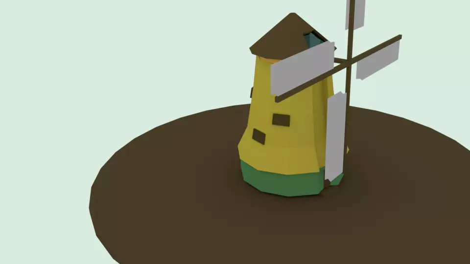 Wind mill Low-poly 3D model_0
