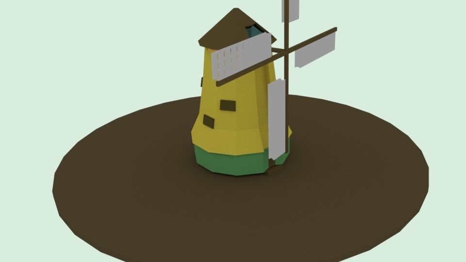 Wind mill Low-poly 3D model_4