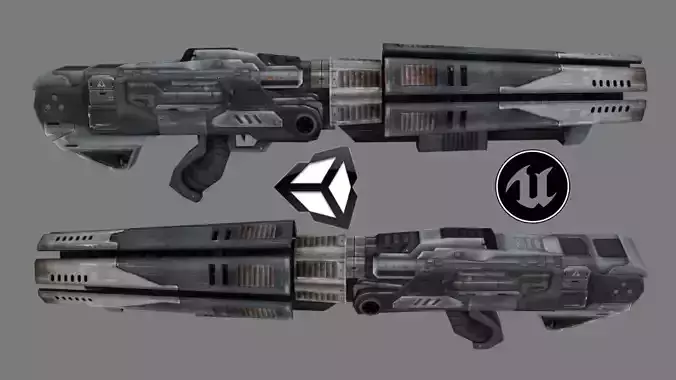 Laser rifle stylish gun low-poly 3D model