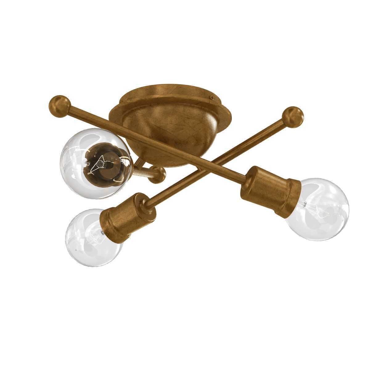 Kichler Armstrong 3 Light Flush Mount Natural Brass 3D model_2