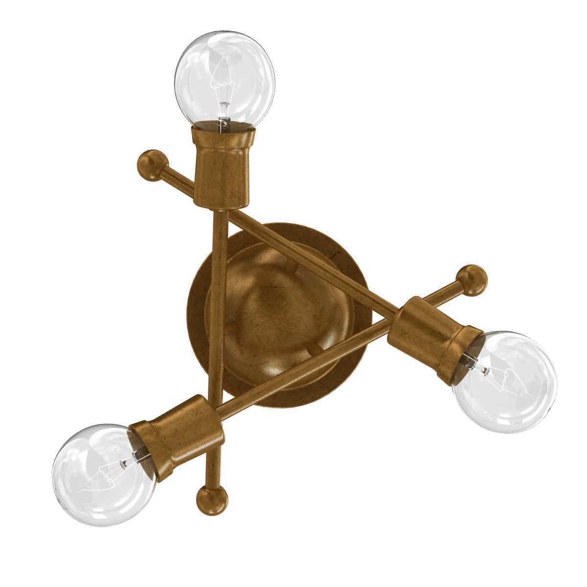 Kichler Armstrong 3 Light Flush Mount Natural Brass 3D model_3