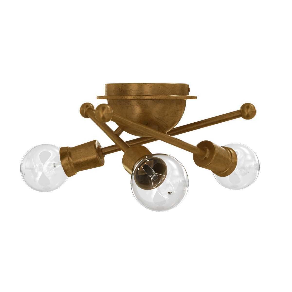 Kichler Armstrong 3 Light Flush Mount Natural Brass 3D model_4