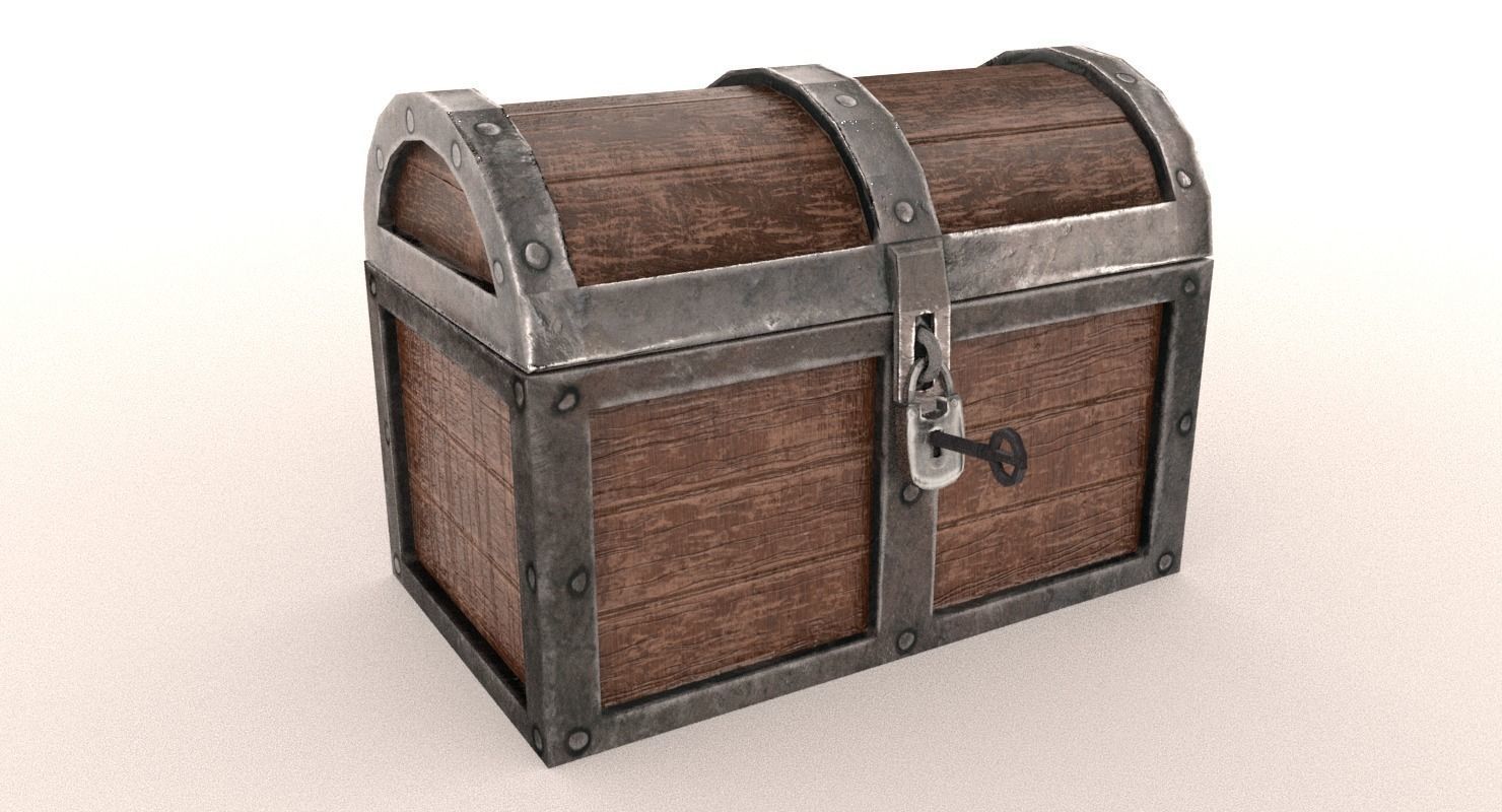 Treasure Chest Chalice Coin Gold Low-poly 3D model_5