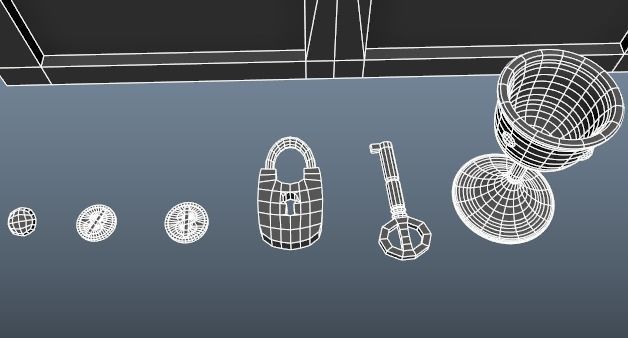 Treasure Chest Chalice Coin Gold Low-poly 3D model_13