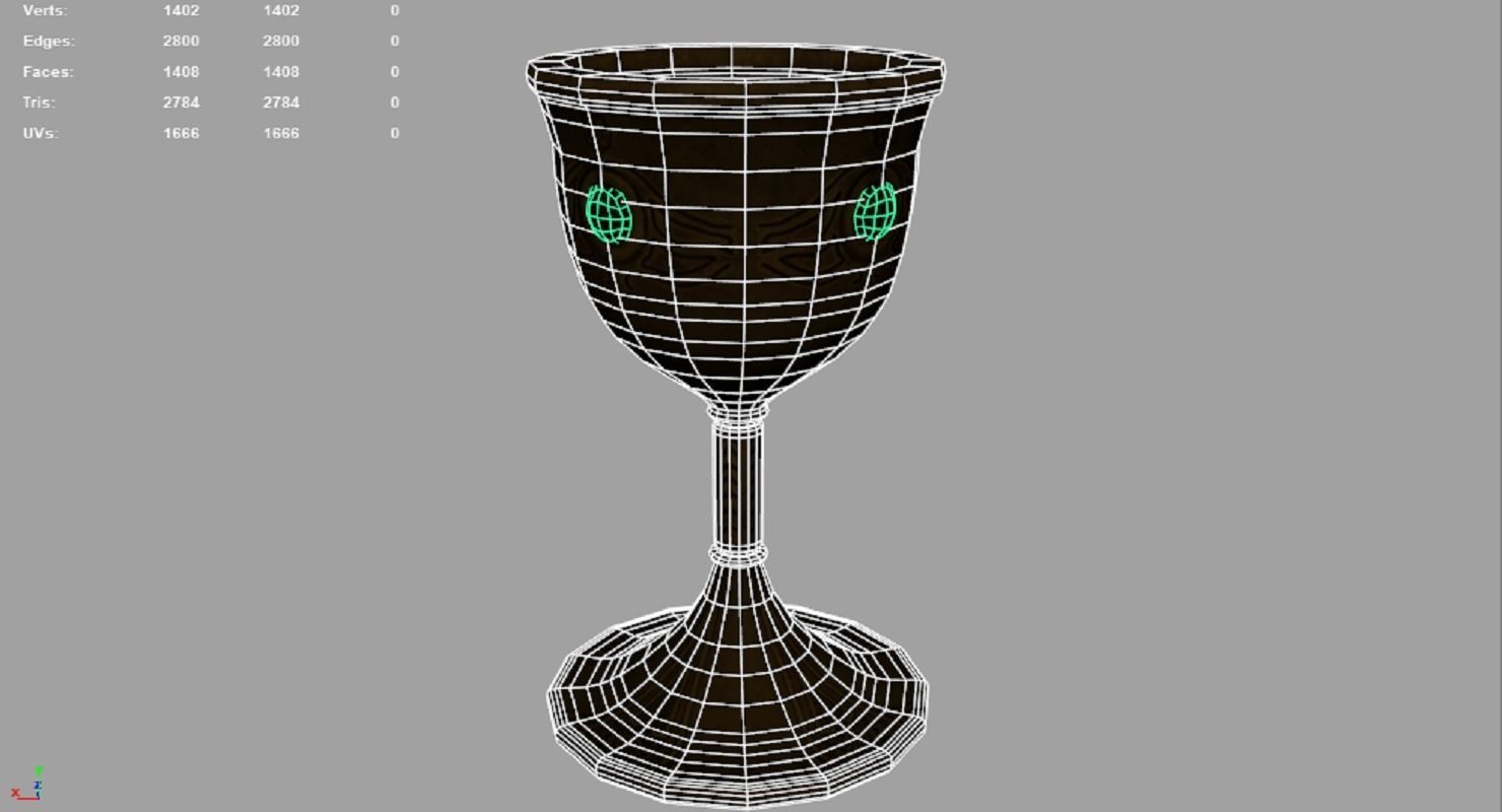 Treasure Chest Chalice Coin Gold Low-poly 3D model_9