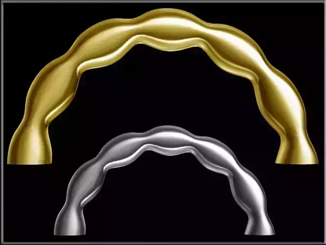 Flower Petals Band Ring 03 - Half