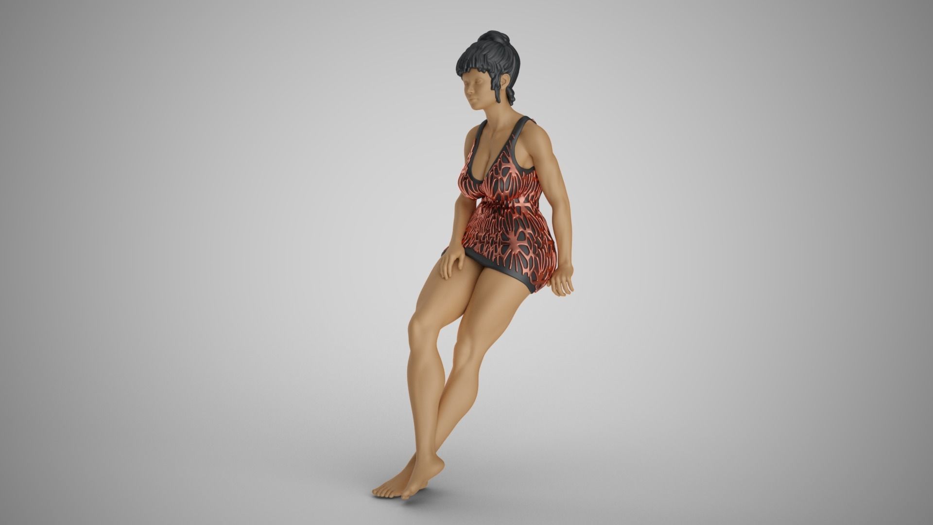 Woman Leaning on Bench 3D print model_6
