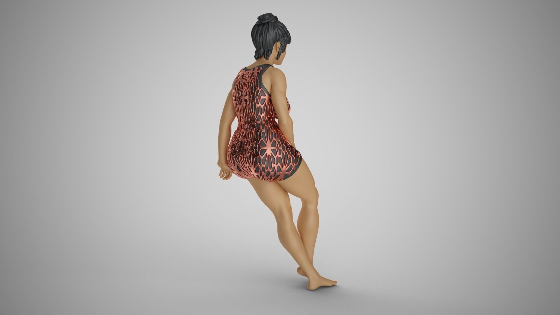 Woman Leaning on Bench 3D print model_10