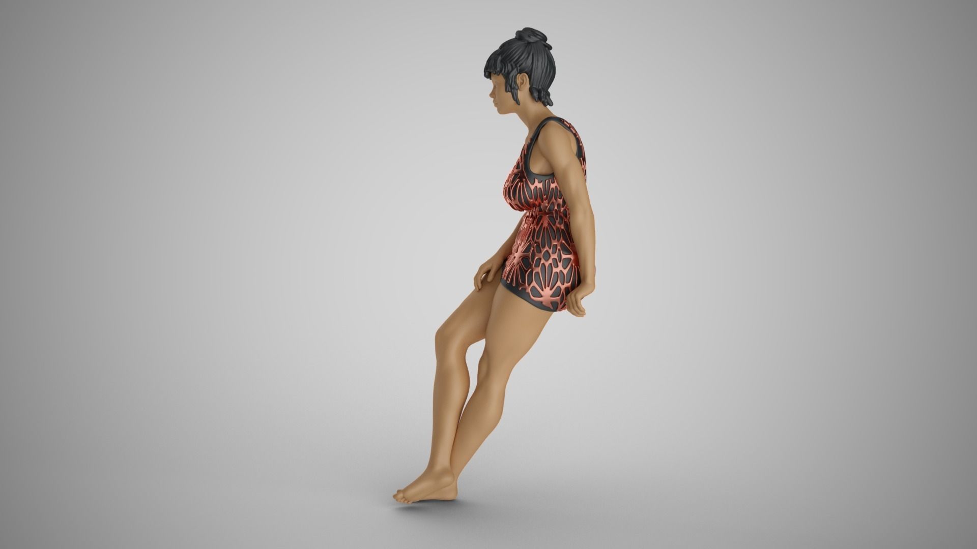 Woman Leaning on Bench 3D print model_7