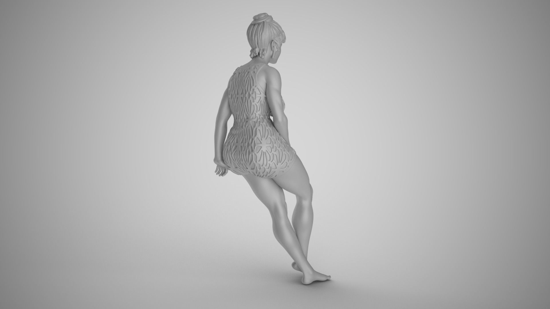 Woman Leaning on Bench 3D print model_1