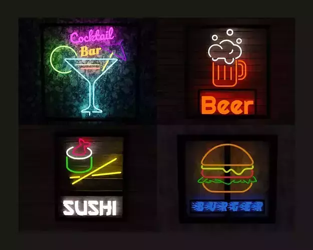 Neon food signs pack
