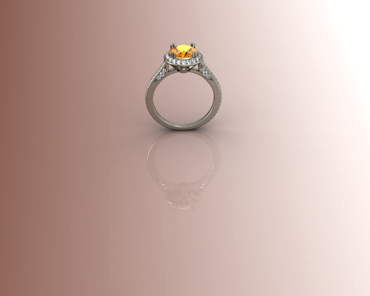 Ring orange sapphire halo engagement 3D print model_1