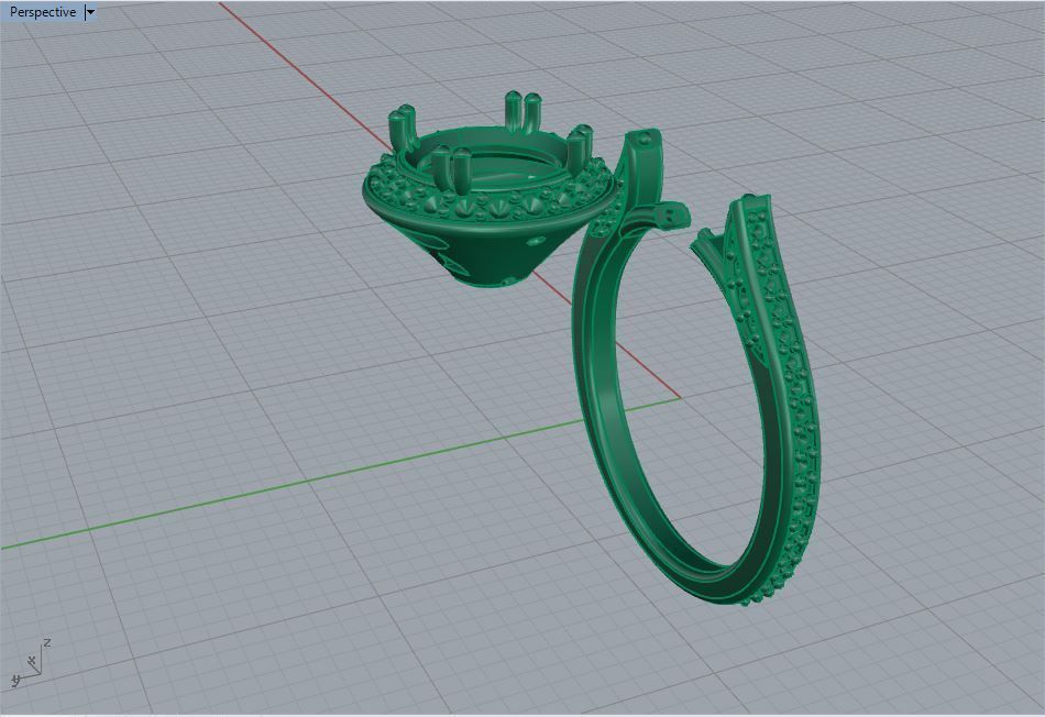 Ring orange sapphire halo engagement 3D print model_6