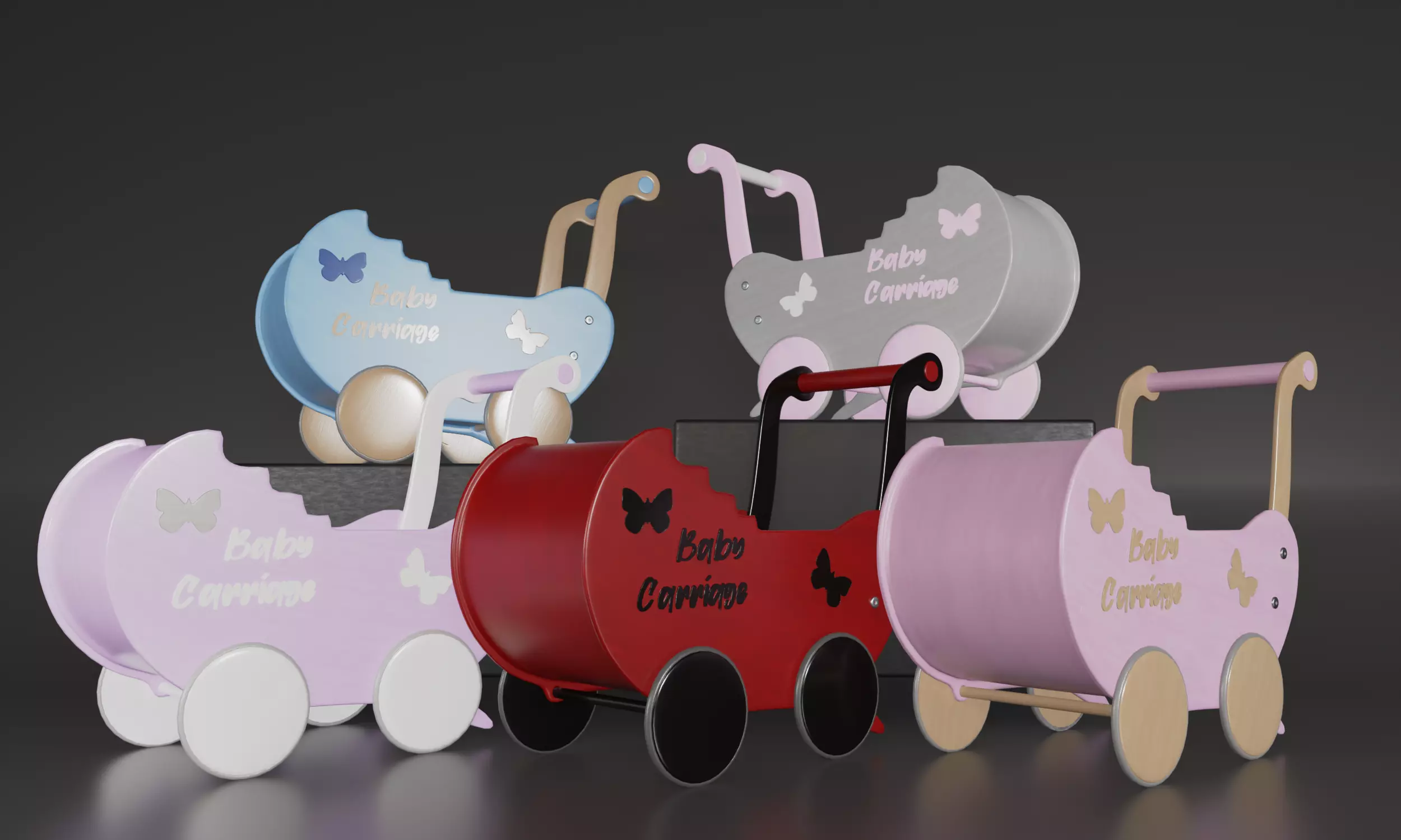 Baby Carriage Low-poly 3D model