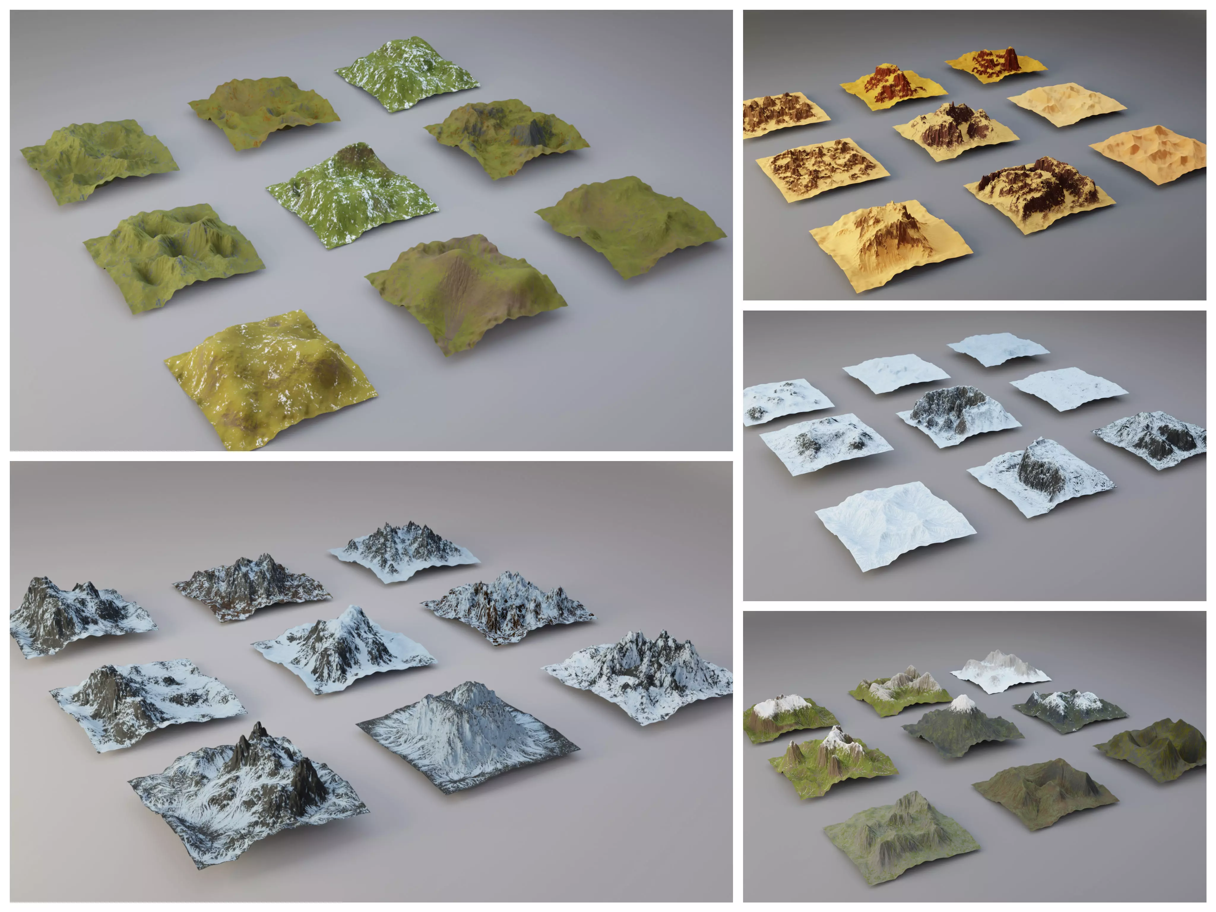 Huge Terrain Pack and Mountain Material Generator Low-poly 3D model_0