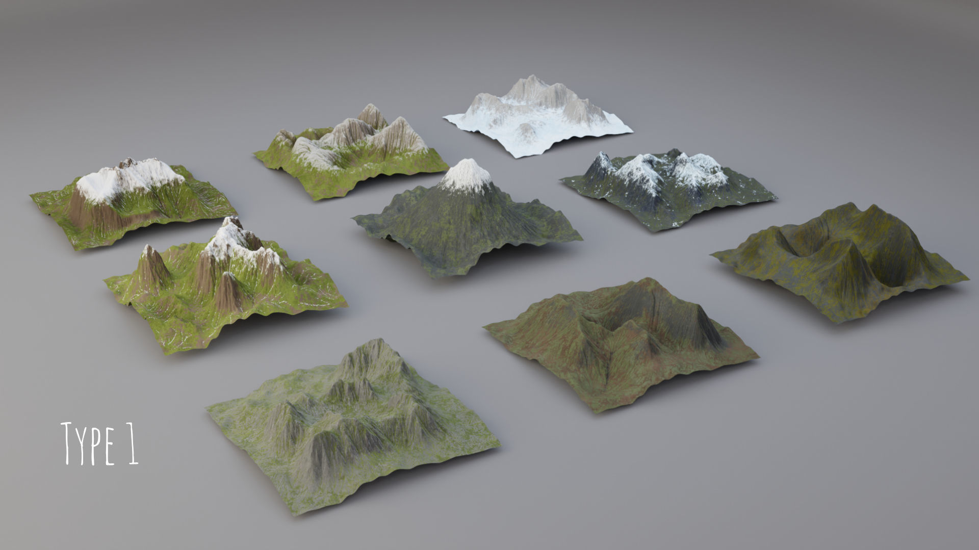 Huge Terrain Pack and Mountain Material Generator Low-poly 3D model_1