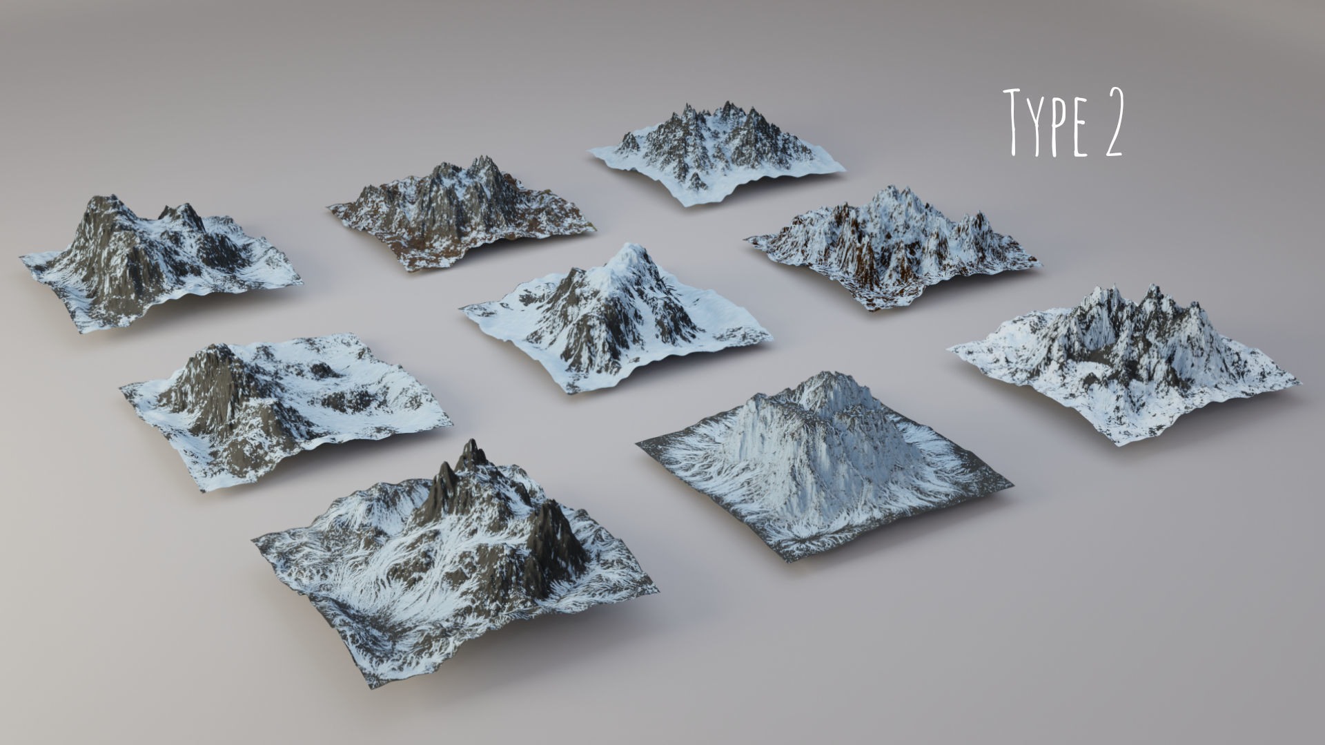 Huge Terrain Pack and Mountain Material Generator Low-poly 3D model_2