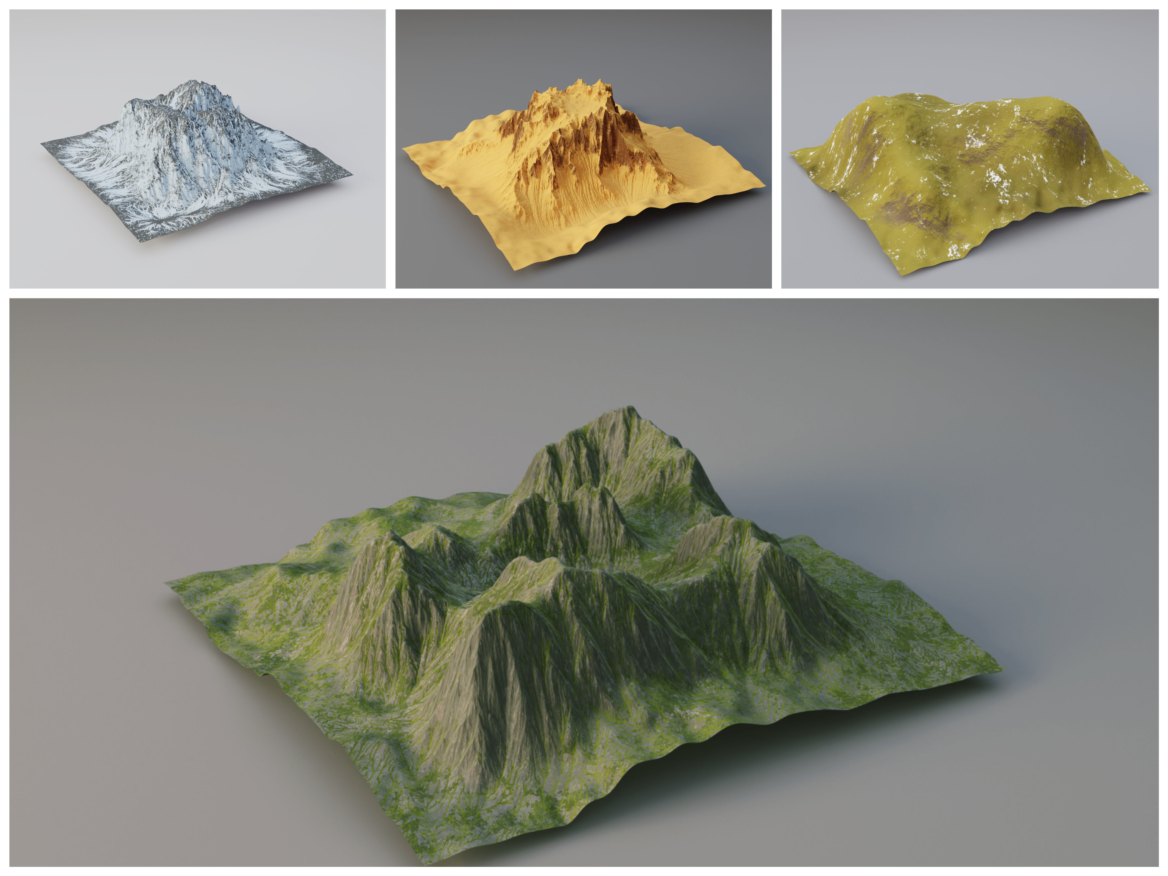 Huge Terrain Pack and Mountain Material Generator Low-poly 3D model_10
