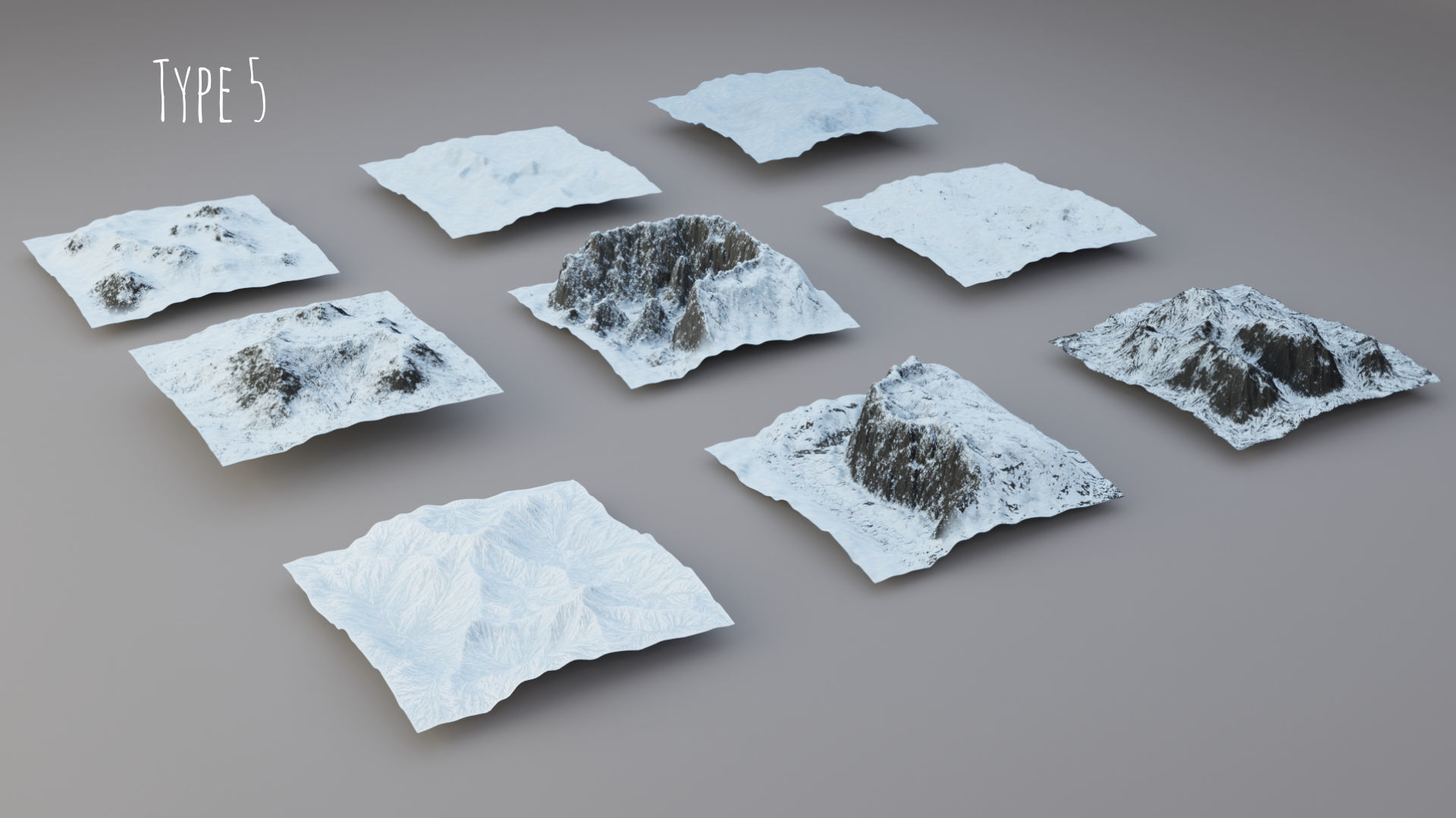 Huge Terrain Pack and Mountain Material Generator Low-poly 3D model_5