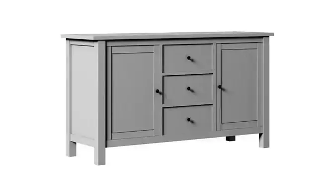 Ikea HEMNES 3 Drawer Sideboard white stain storage Low-poly 3D model