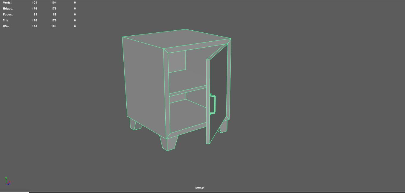 Bedside metal Table - 05 Low-poly 3D model_1