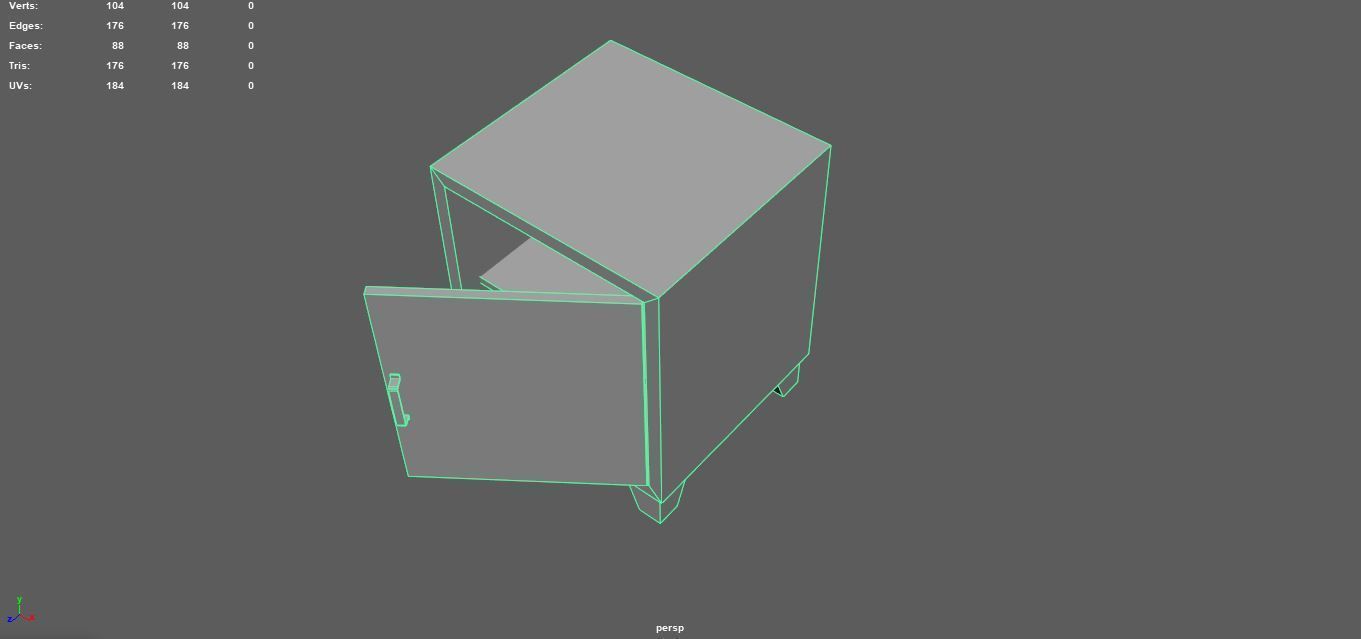 Bedside metal Table - 05 Low-poly 3D model_15