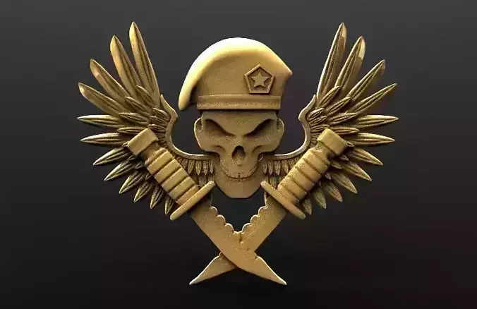 Skull soldier bas-relief cnc