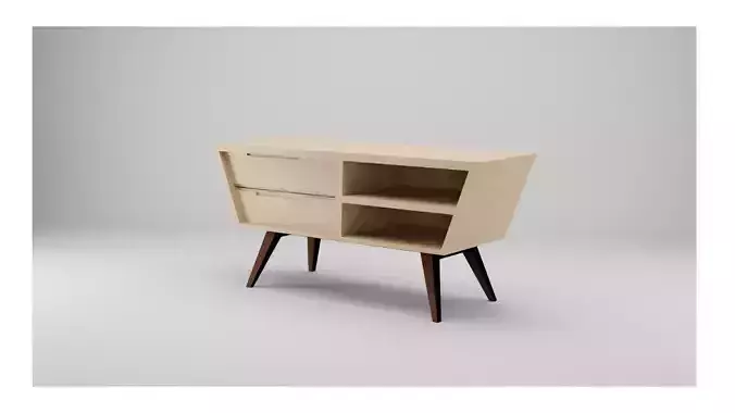 Ultra Low Poly Mid Century Chest of Drawers Side Board
