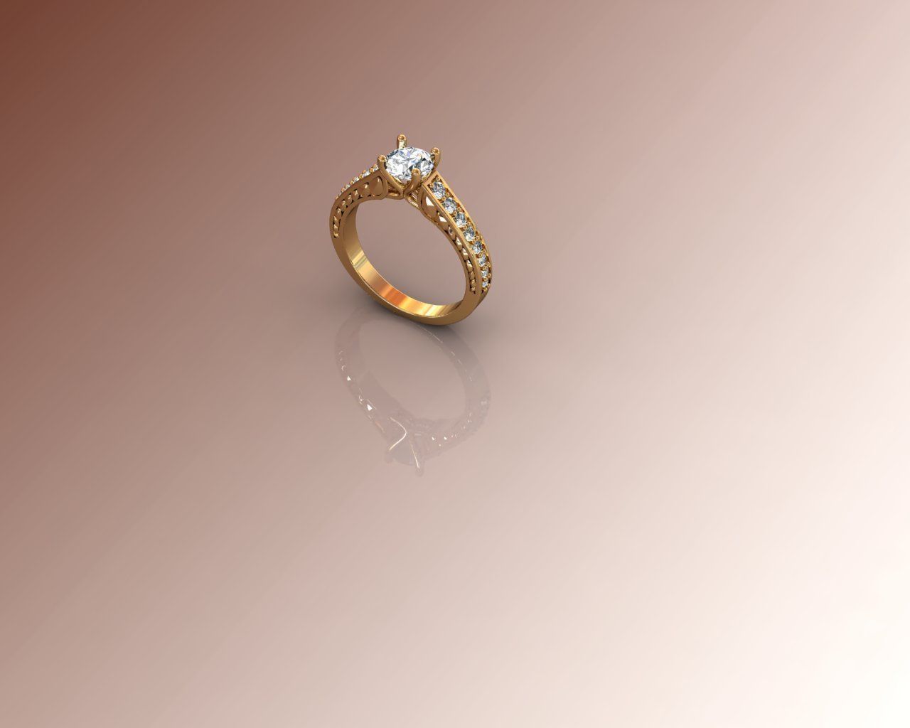 Ring engagement with diamonds 3D print model_4
