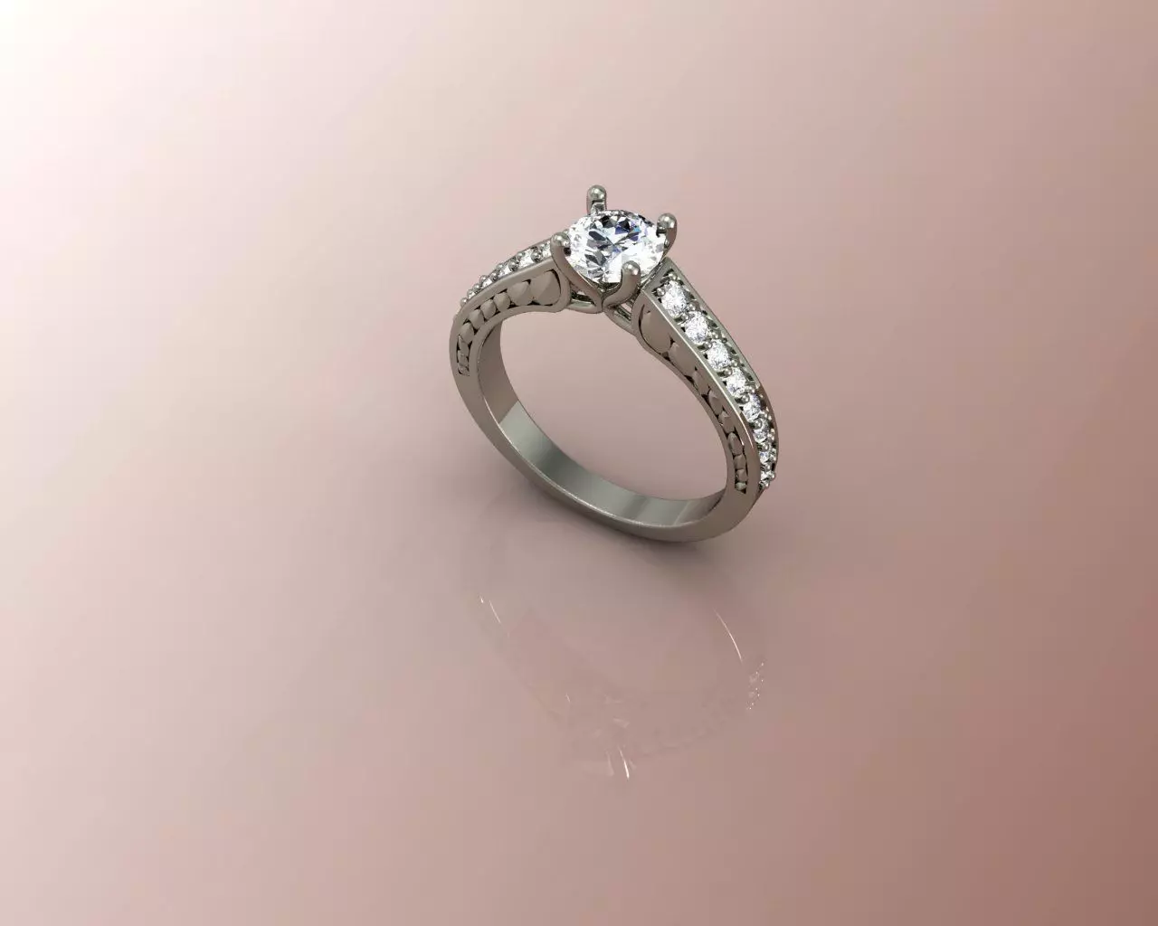 Ring engagement with diamonds 3D print model_0