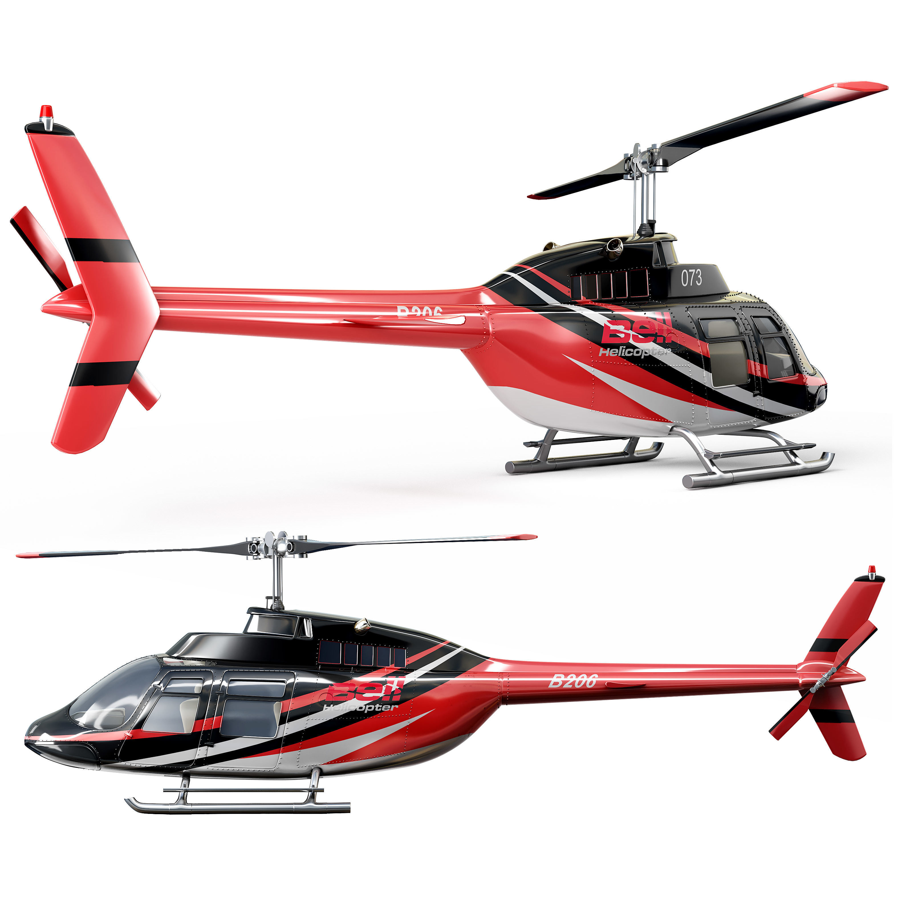 helicopter bell206 3D model_1