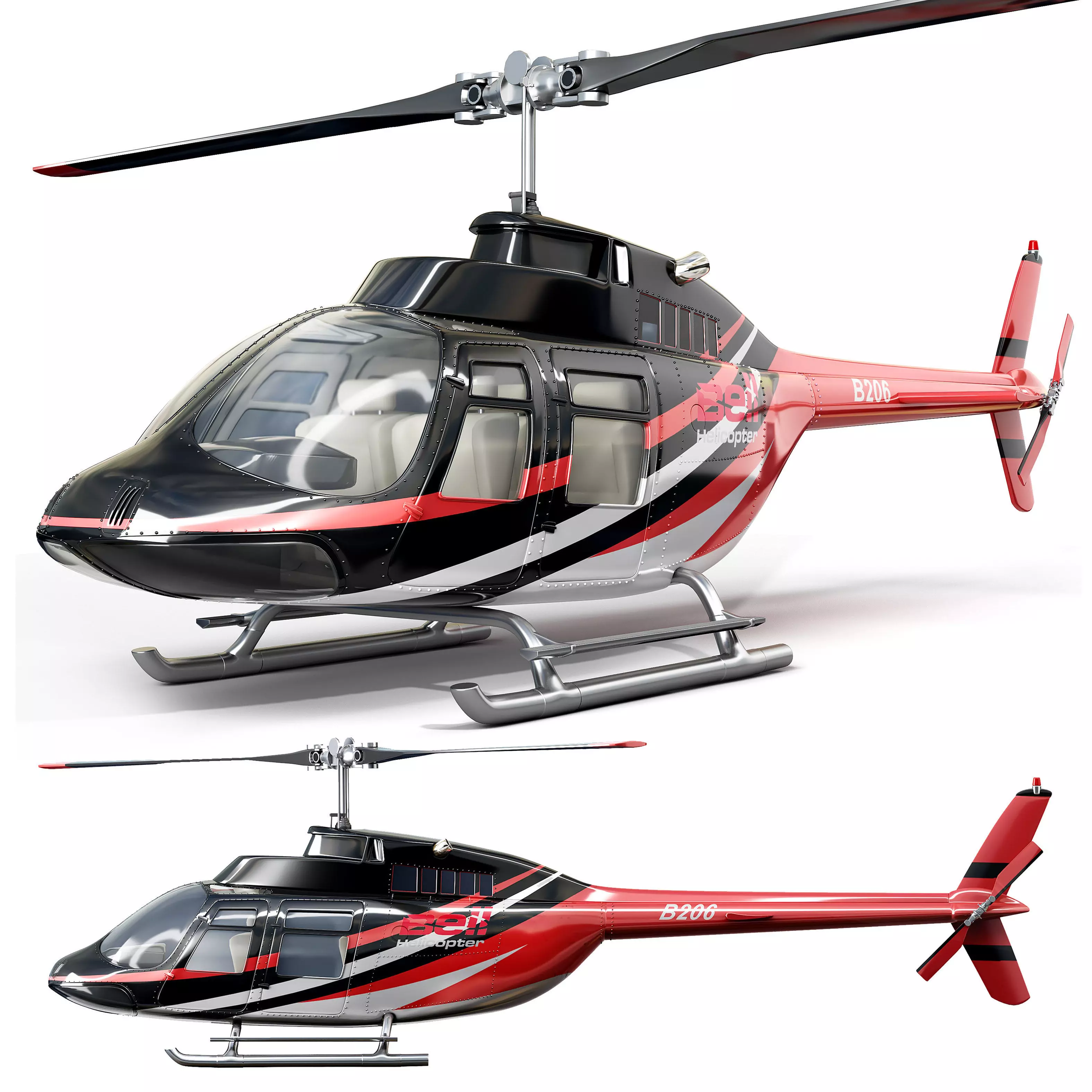 helicopter bell206 3D model_0