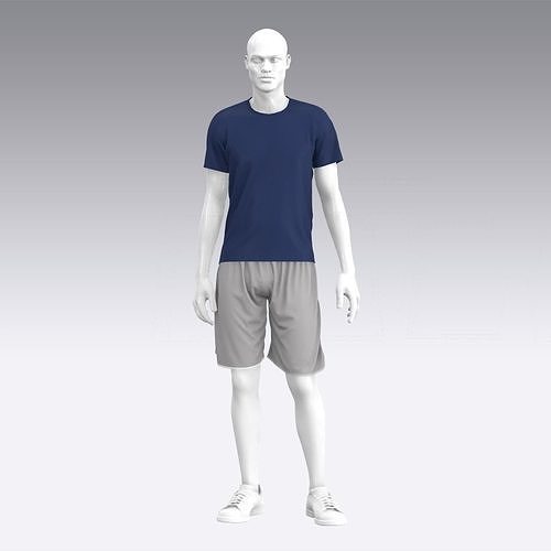 PLASDR mannequin wearing shirt and shorts Free 3D model