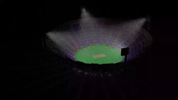Cricket Stadiam Low-poly 3D model