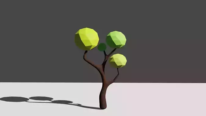 low-poly tree with two leaves