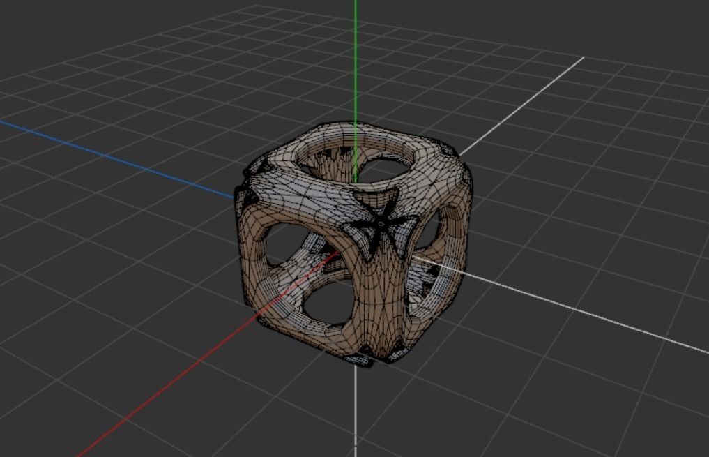 Cube coins fleuris Free 3D model_1