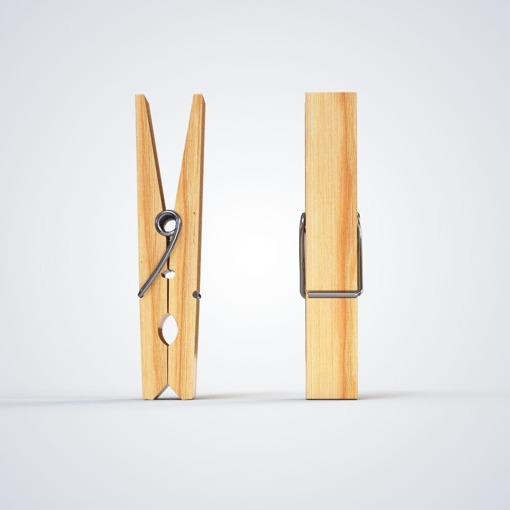 Wooden Clothes Peg Low-poly 3D model_2