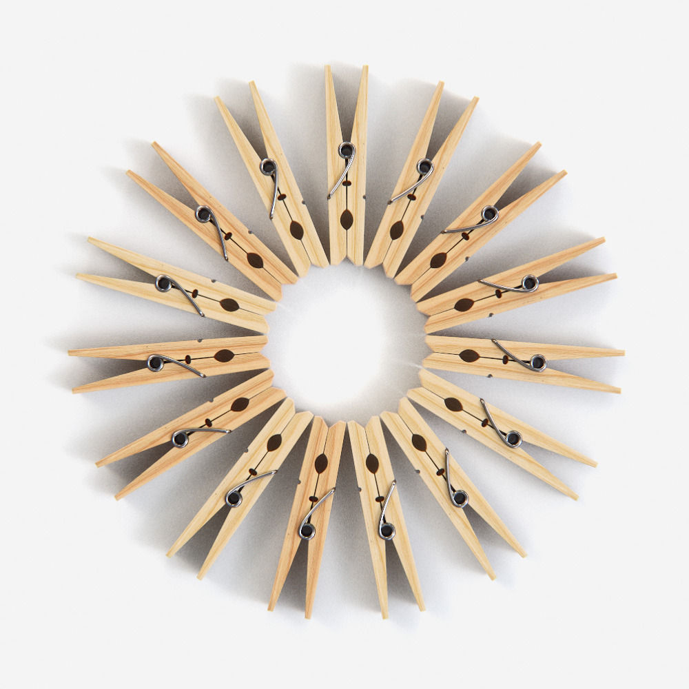 Wooden Clothes Peg Low-poly 3D model_4