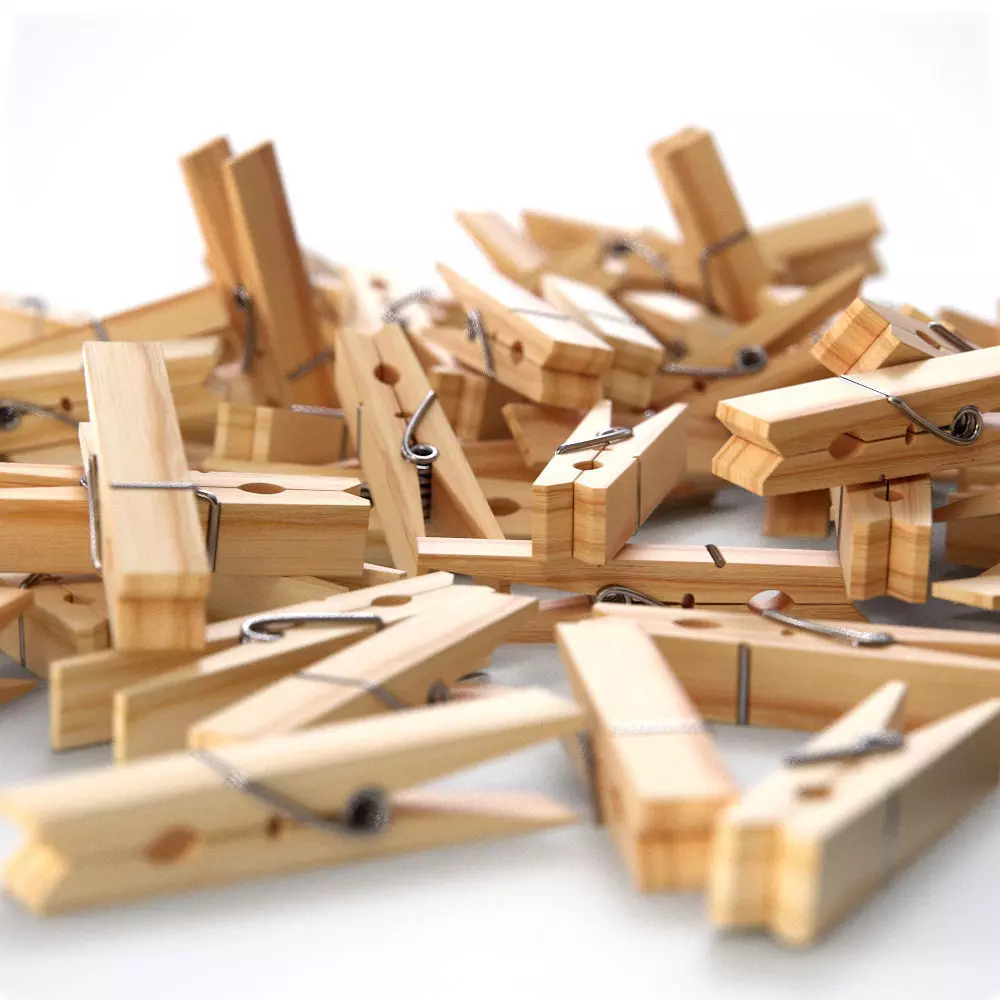 Wooden Clothes Peg Low-poly 3D model_0