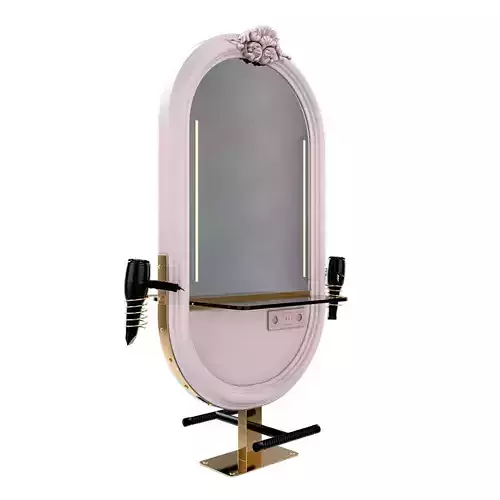 hairdresser table mirror pink gold shiny