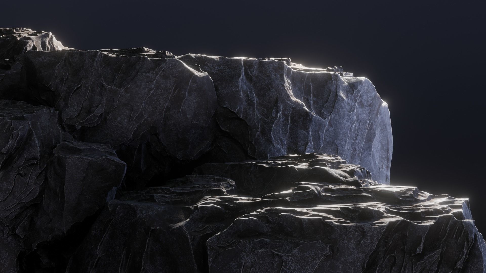 Rock Cliff Assembly Asset for Concept Art 3D model_1
