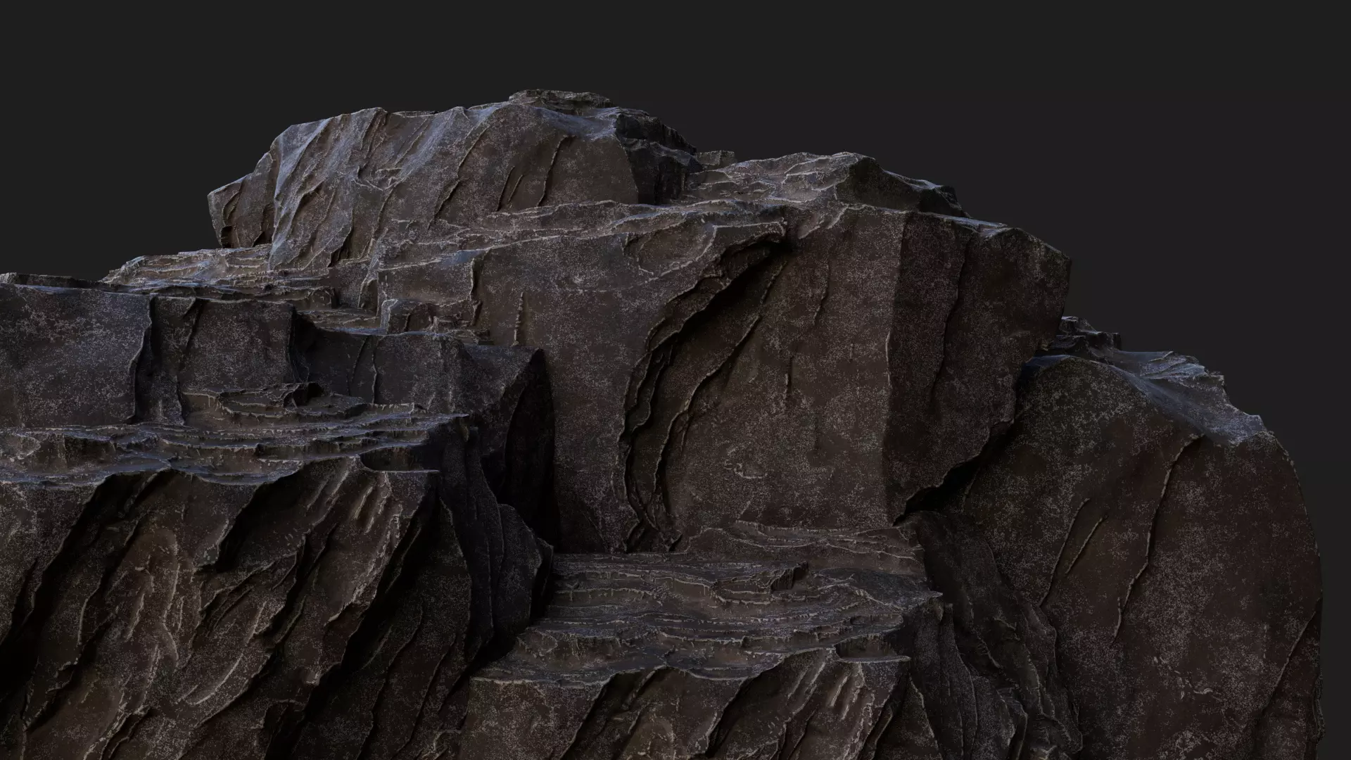Rock Cliff Assembly Asset for Concept Art 3D model_0