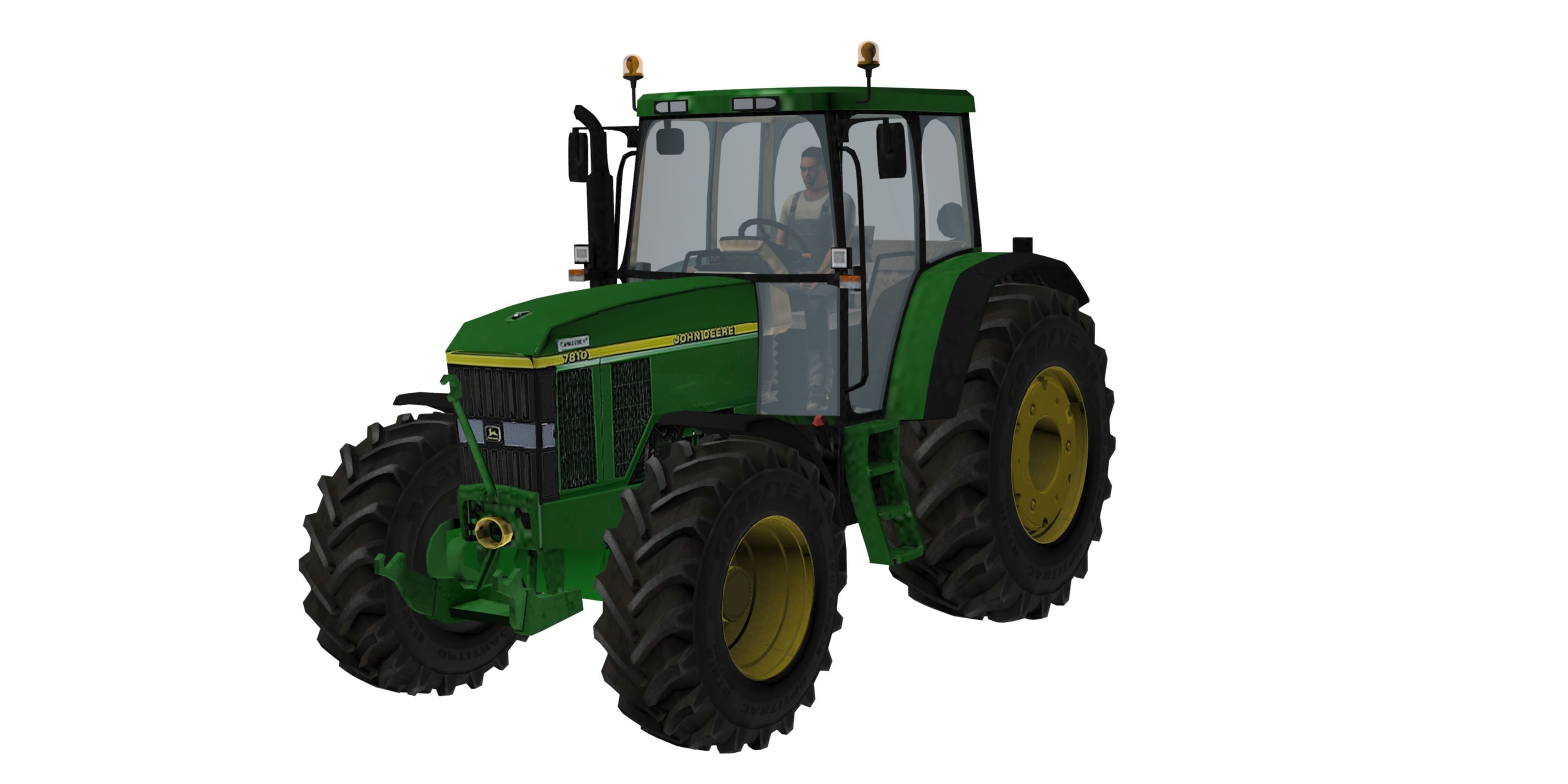 John Deere 7810 with farmer 3D Model .max .obj .fbx