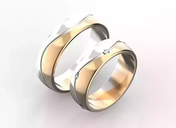 Two-tone wedding rings  3D print model