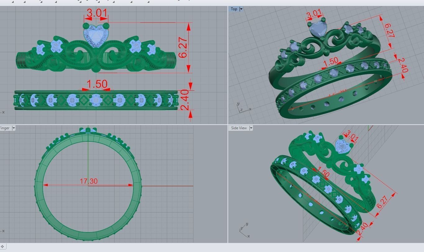 Crown ring set 2  3D print model_2