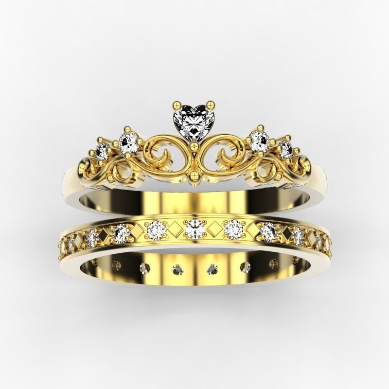 Crown ring set 2  3D print model_0