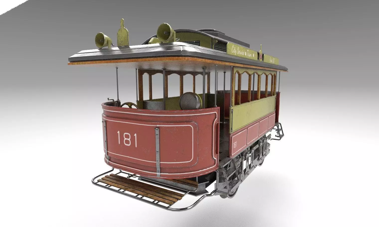 high detail tram with pbr textures 3D model_0