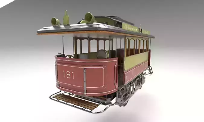 high detail tram with pbr textures